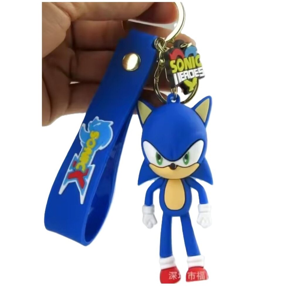 Sonic the Hedgehog Blue Figure Keychain Strap Backpack Bag Charm - Blue